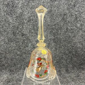 Vtg 24% Lead Crystal Veritable Clear Bell With Swinging Mouse 8” Beautiful Sound